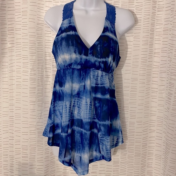 NWOT blue tie dye racerback tank top - Picture 1 of 7